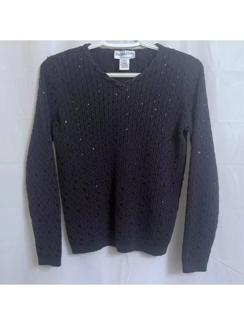 Pendleton Silk Cashmere Blend Pullover Sweater Women's Small S Blue w/ Sequins